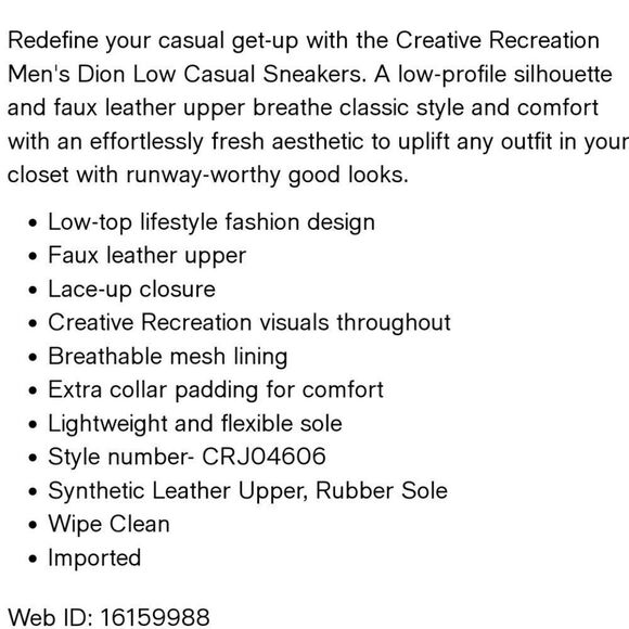 Men's Dion Low Casual Sneakers from Finish Lin CREATIVE Recreation Size 12 - Picture 7 of 8